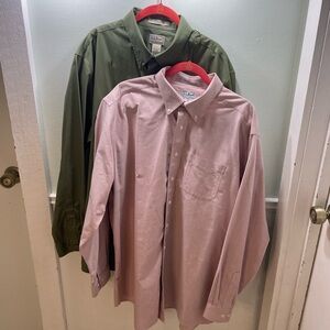 2 L.L. Bean Men's Button Down Shirts in Green and Pink